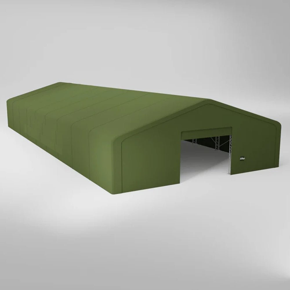 Green warehouse tent.