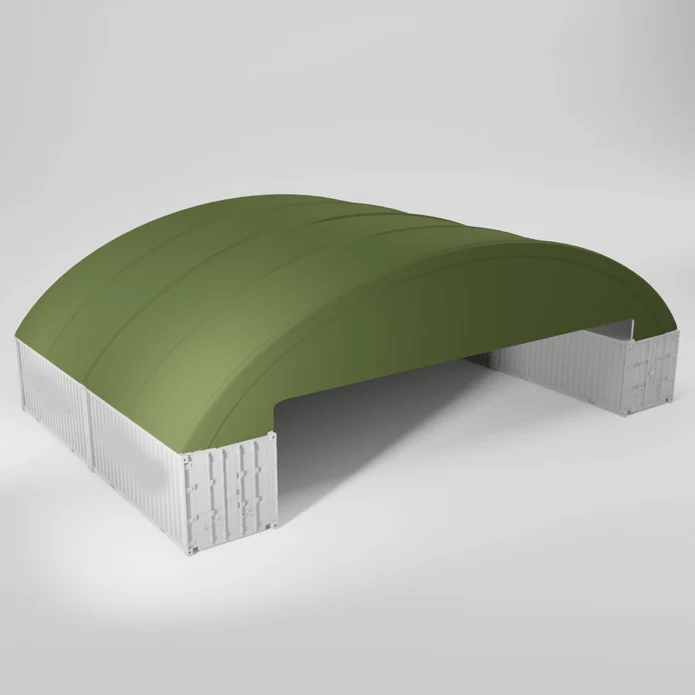 Green cover for storage containers.